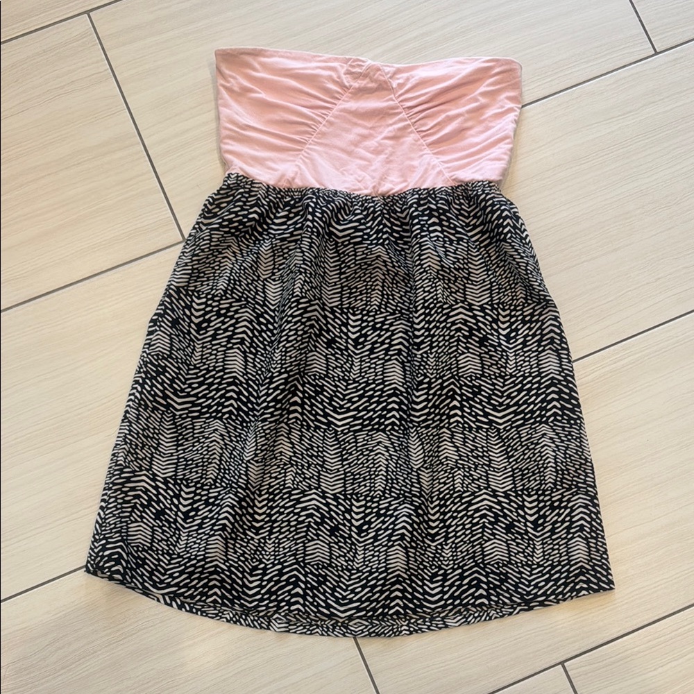 Roxy Pink and Black Strapless Sundress